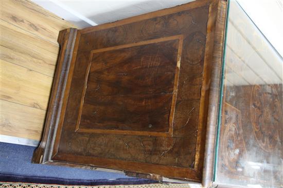 A late 17th century walnut marquetry and oyster veneered chest, W.3ft 3in. D.2ft .5in. H.2ft 9in.